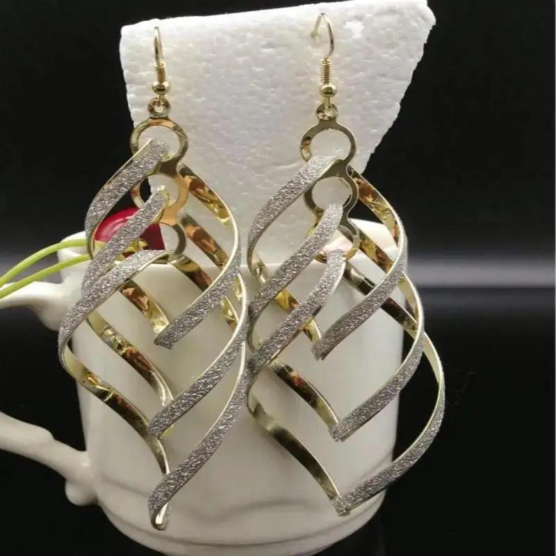 Women's Vintage Alloy Dull Polish Spirals Multi-layer Big Cross Drop Dangle Eardrop Earrings
