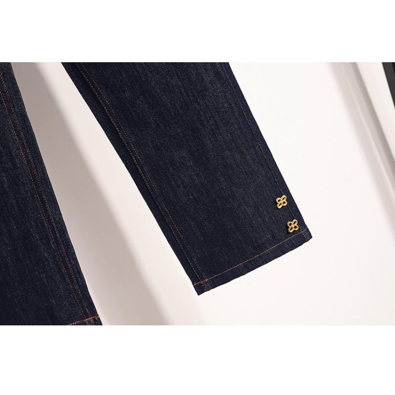 DIMANAF 2026 Plus Size Spring Summer Women Jeans Pants Denim Elastic Waist Oversize Fashion Pants 5XL Blue