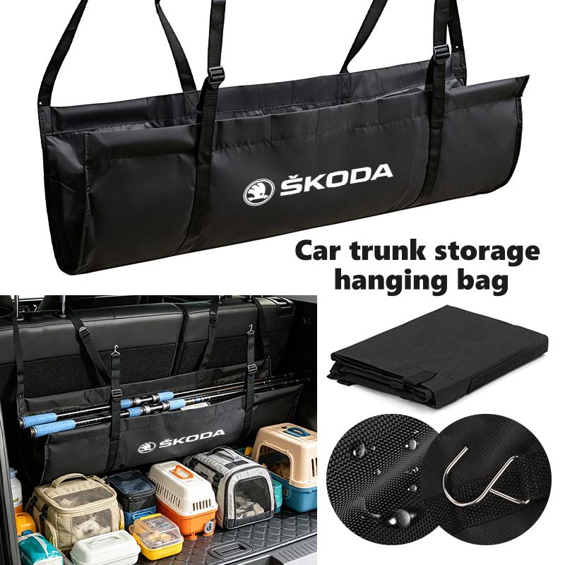 NAWR1 For Skoda Oxford Cloth Car Trunk Storage Bag Rear Seat Back Hanging Organizer Box Kodiaq Octavia 2 3 Rapid Karoq Fabia Kamiq
