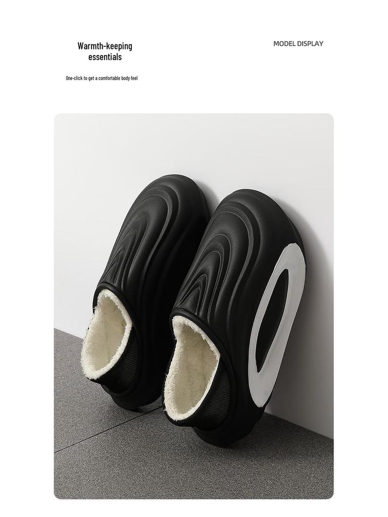 Wasserdichte Baumwollpantoffeln mit dicker Sohle: Herren- & Damen-Winter, rutschfest, warm, mit Plüsch