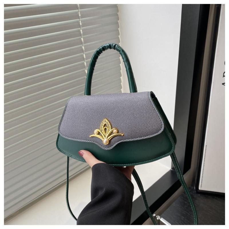 

Personalized new color matching summer fashion simple personalized lock quality shoulder crossbody small square bag темно-зелений колір