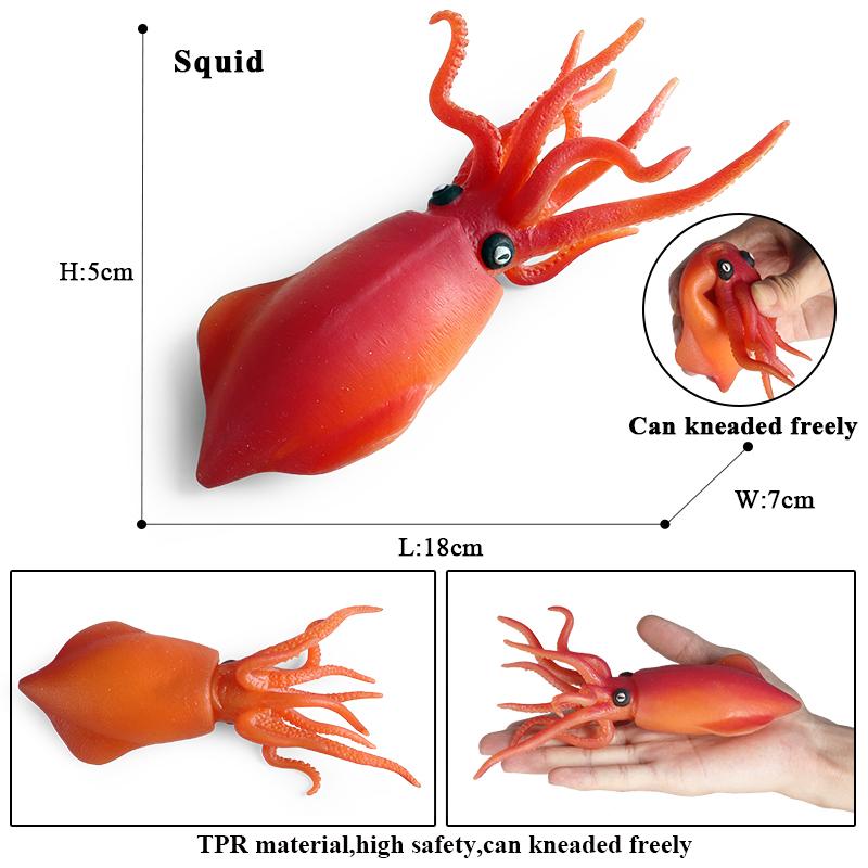 Oenux Sea Life Animals Soft Squid Pufferfish Crab Model Action Figures Anti Stress Relief Toy Kids Gift Fun Pressure Reduction