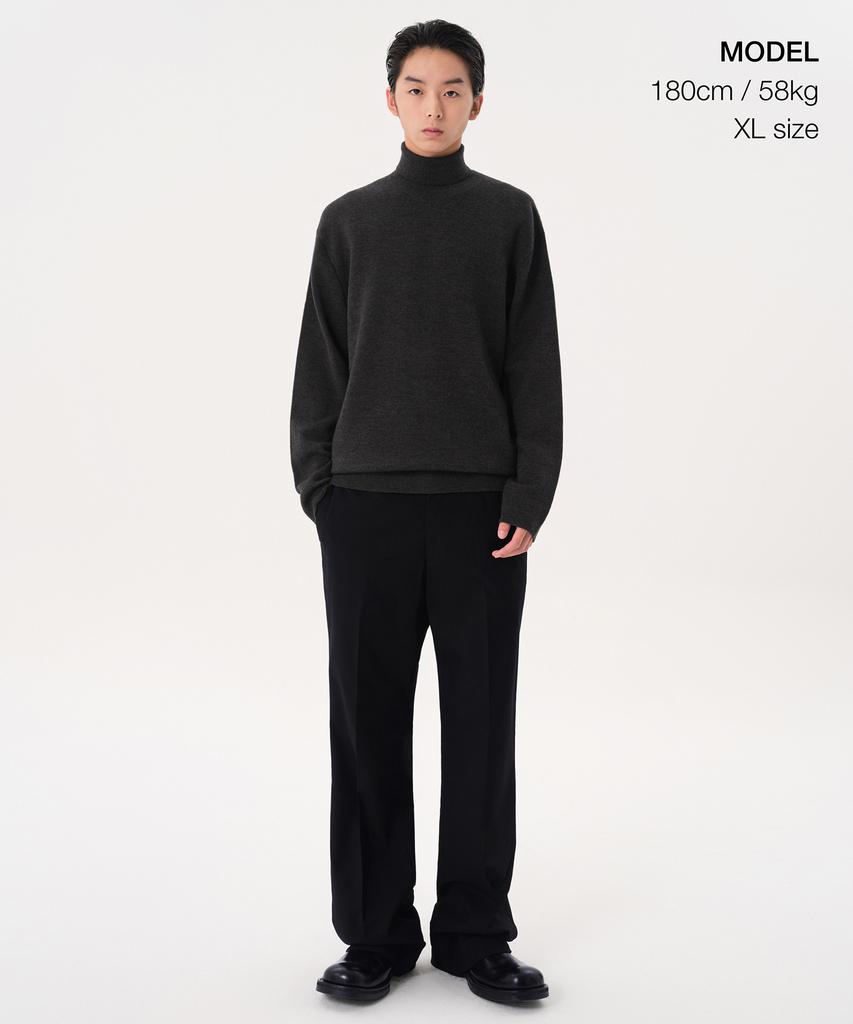 MUSINSA STANDARD Minimal Turtleneck Knit [Charcoal Gray]