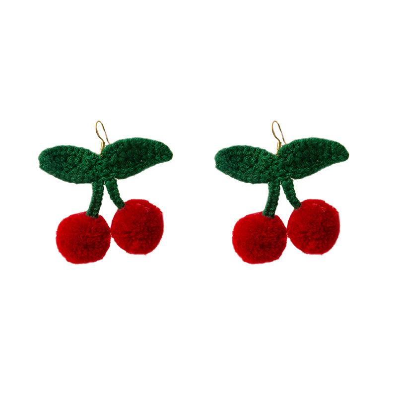Feng Timo, Gli Stessi Orecchini a Bottone Esagerati Ciliegia Peluche Dolci Coreani, Moda Autunno Inverno Dolci Personalizzati Orecchini Frutta