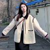 2025 Winter Chic Women's White Lambswool Patchwork Coat