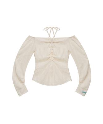 INSTANTFUNK Off-Shoulder Shirred Blouse