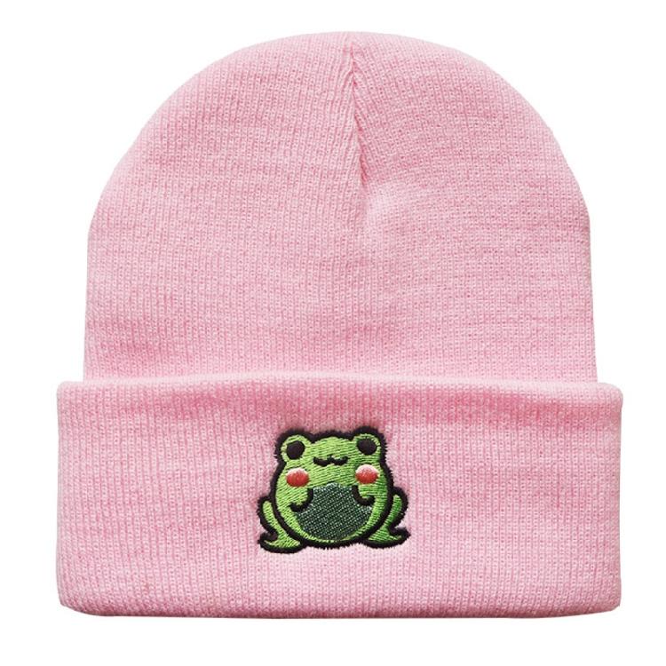 Cute Cartoon Beanie Hat for Adults Knitted Cap Warm Ski Hats with for Frog Patte