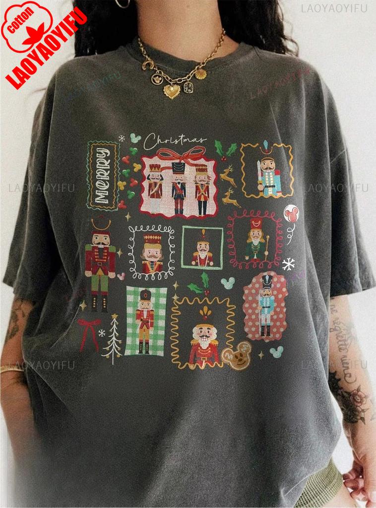 Coquette Christmas Nutcracker Shirt High Quality Cotton Lovely Fashion Hipster Girl Commuter Graphic Tshirts Women Men Tshirts