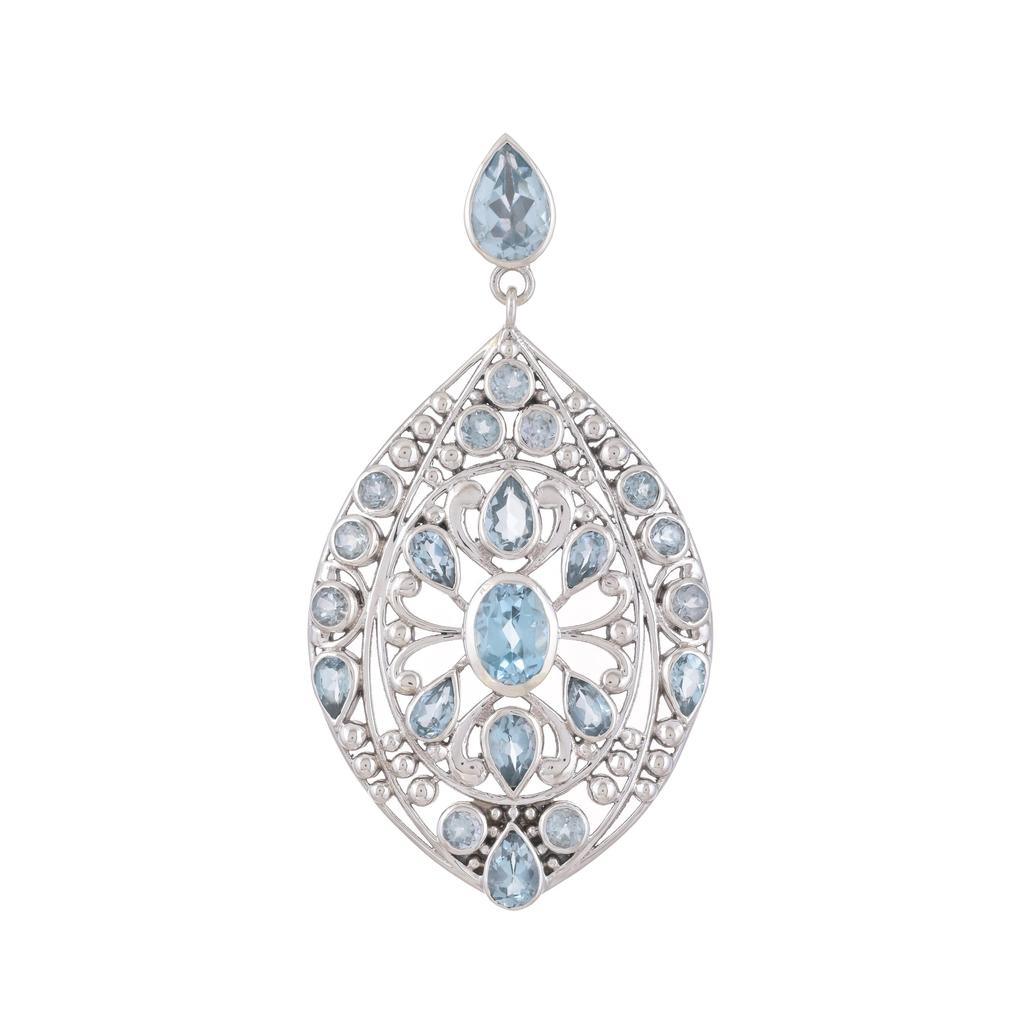 Antique Garnet Pendant: Large Sterling Silver Multi-Stone Design