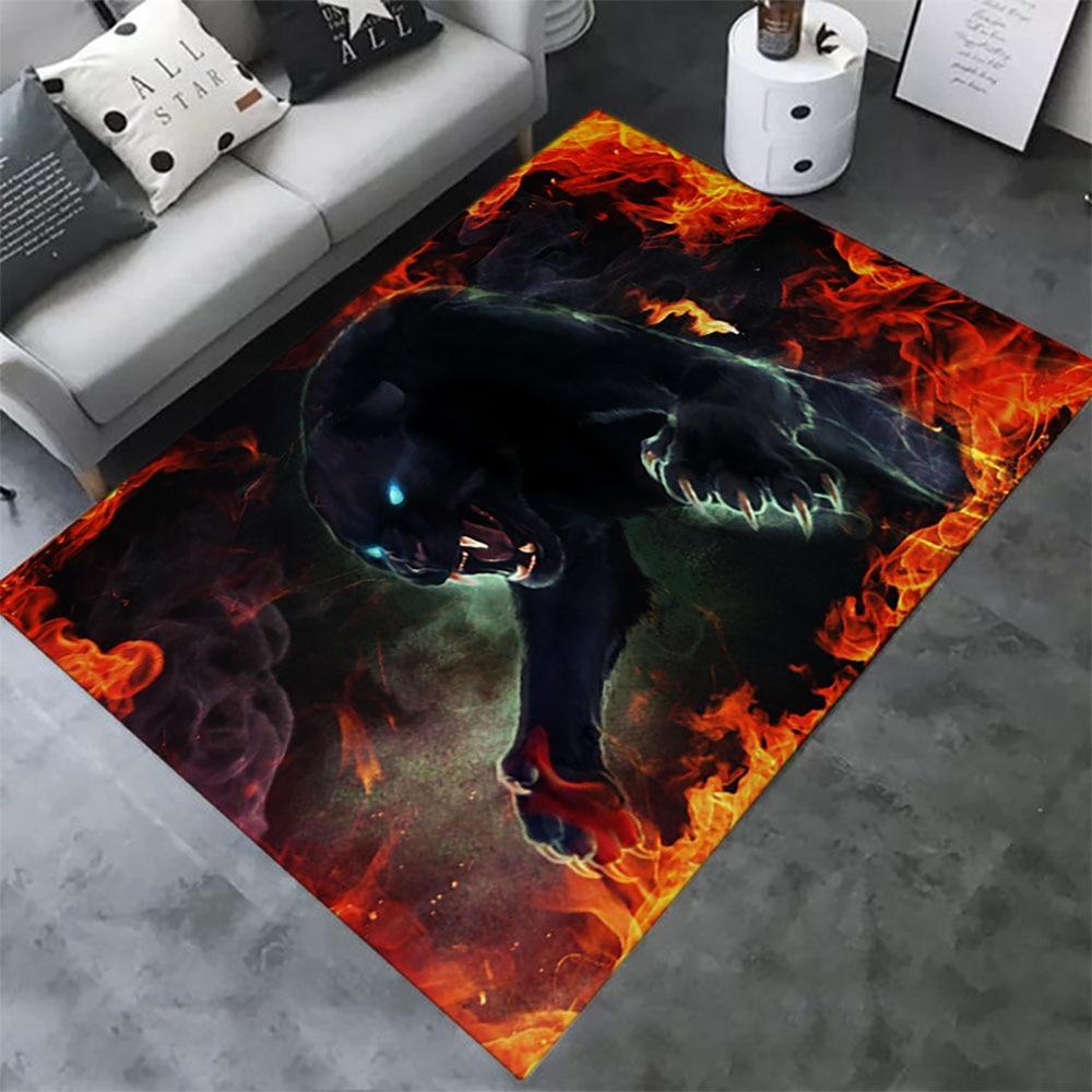 Panther Carpet Black Leopard Rug for Living Room Large Area Rug Animal Lion Tiger Doormat for Bedroom Home Decoration