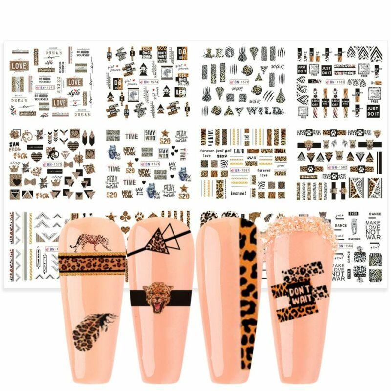 12 Designs Leopard Print Nail Art Stickers Animal Water Transfer Sliders Decals