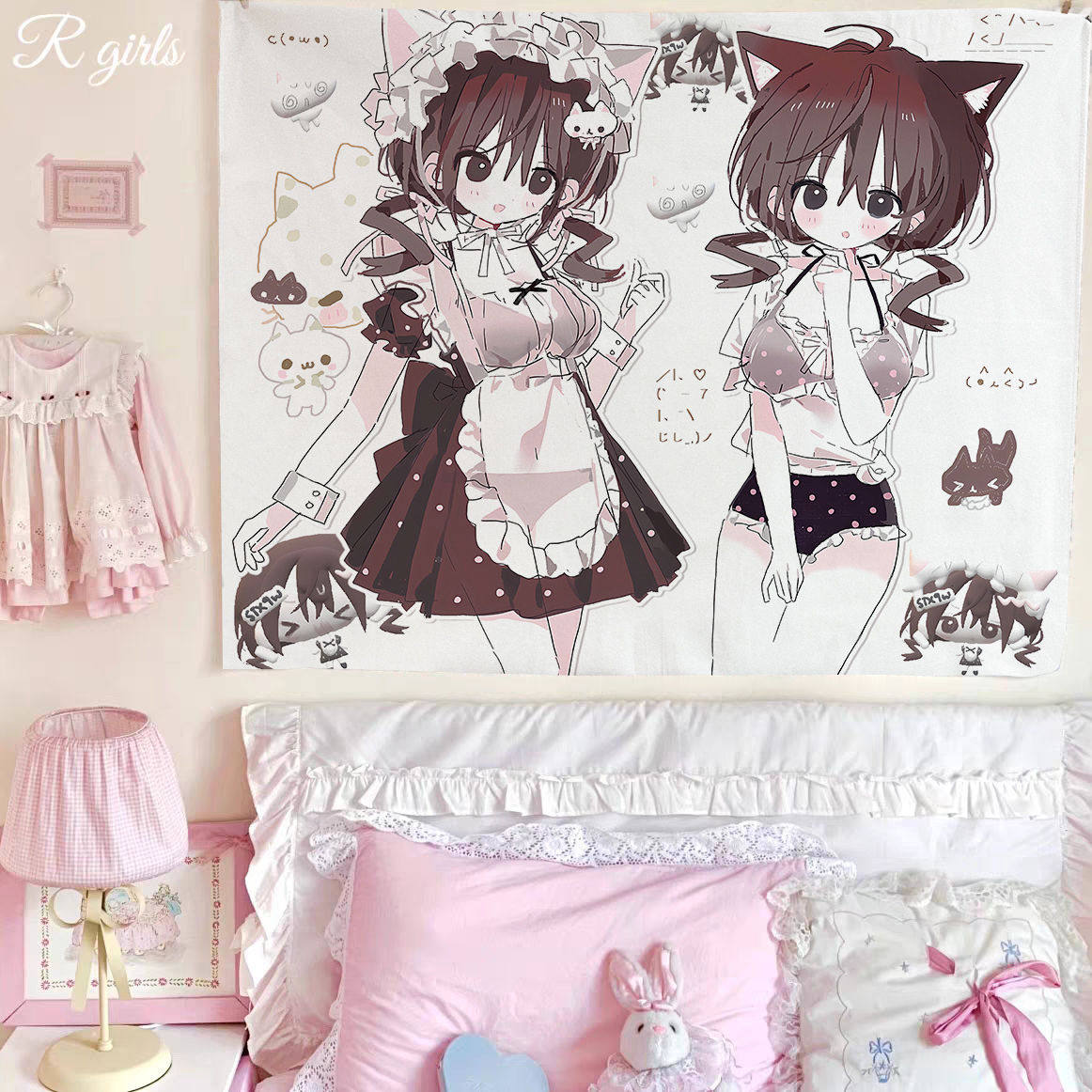 

Japanese Anime Girl Manga Style Print Tapestry Aesthetic Wall Hanging for Bedroom Decor Background Cloth 74x94cm(29x37in)