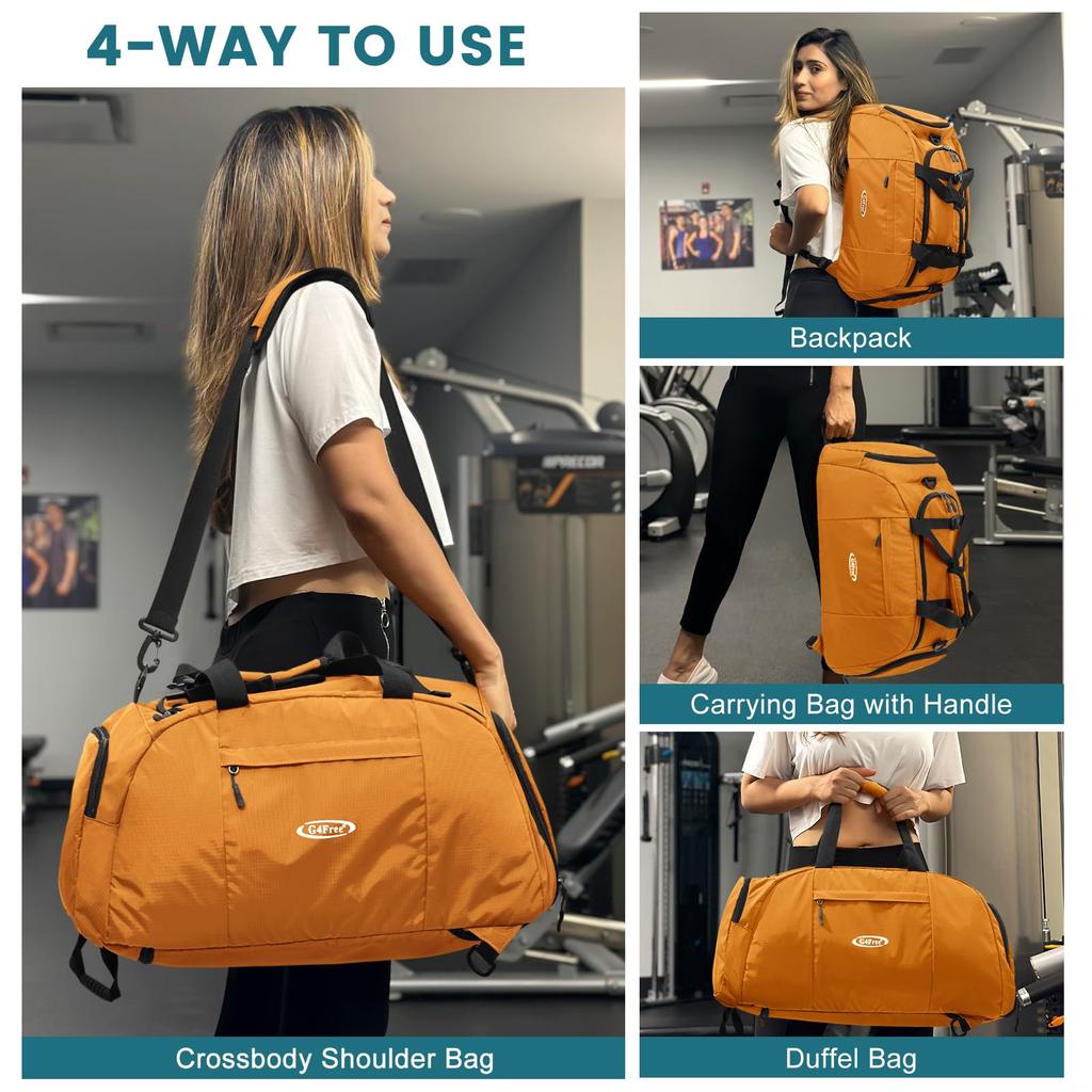 G4Free 40L Duffel Bag, Backpack, Gym Bag with Shoe Compartment for Men and Women, Travel Backpack, Luggage