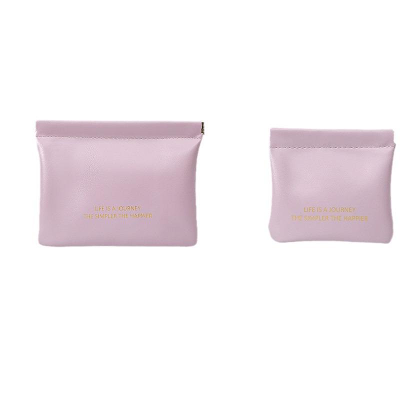 Automatic Closure Spring Coin Purse: Waterproof PU Digital Bag, Portable Makeup Bag, Data Cable Storage, Card Slot