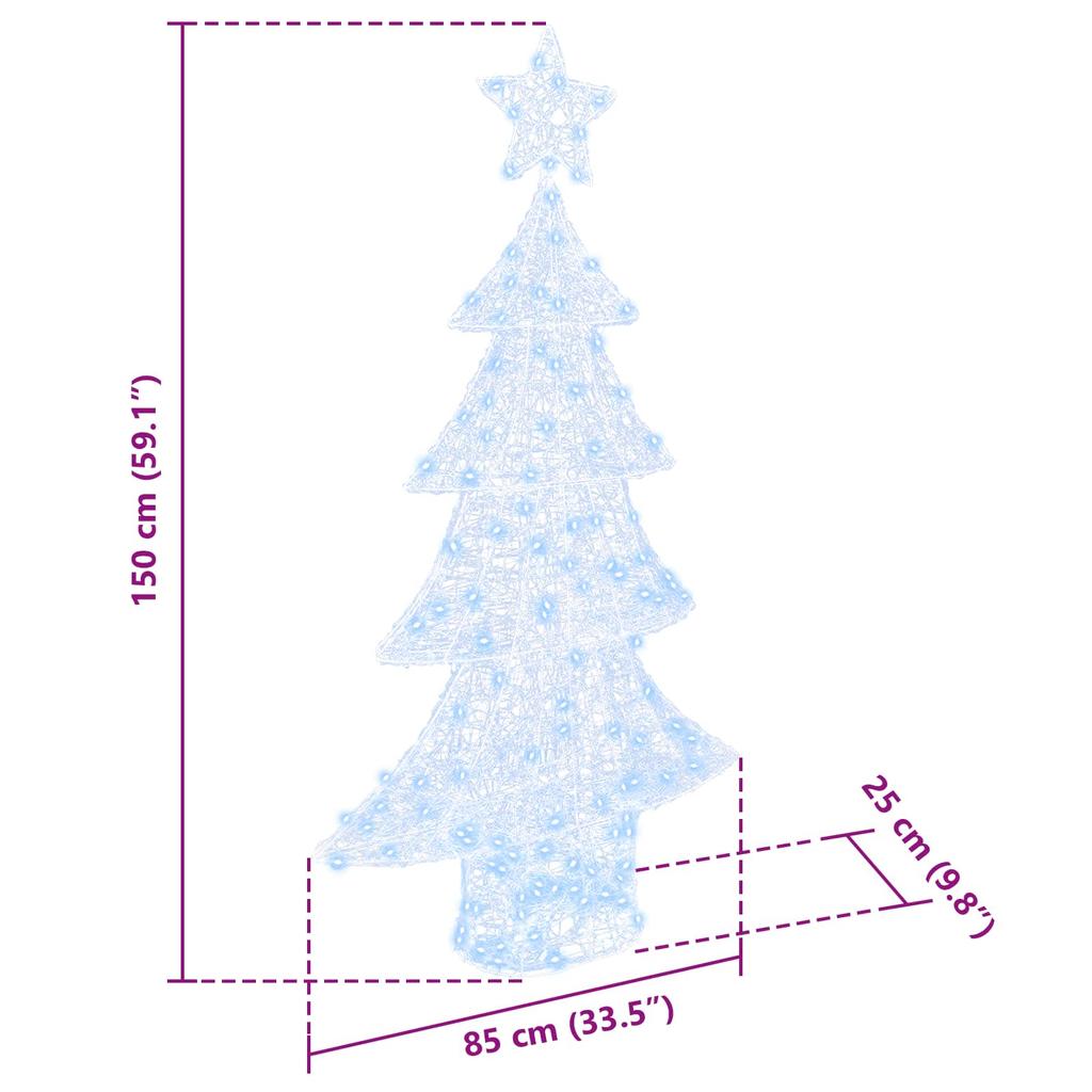 Christmas Tree with 160 Cold White LEDs 150 cm Acrylic