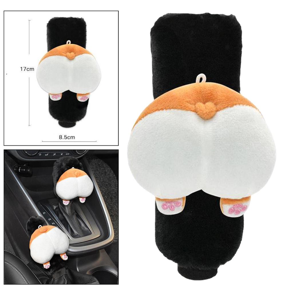 Car Knob Cover Cute Decorative Plush Corgi Arse Cartoon Handle Handbrake