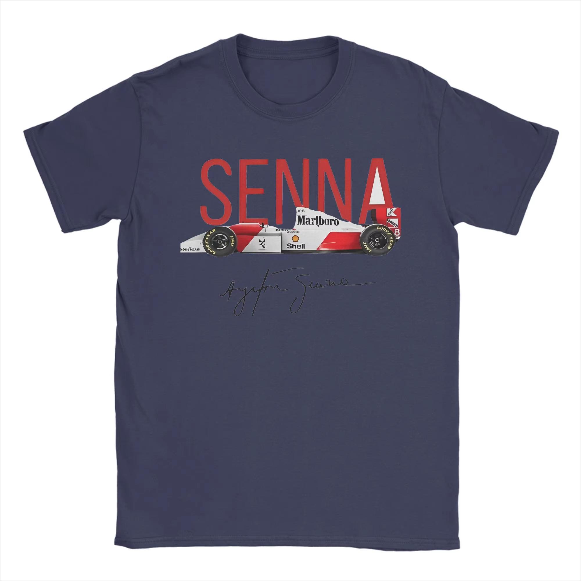 

Fun Ayrton Senna Racing Car T-Shirt Unisex Unisex Crewneck 100% Cotton T Shirts Short Sleeve Tees Plus Size Clothing M