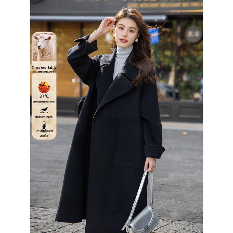 Moka'na French Hepburn Style Long Sleeve Women's Coat