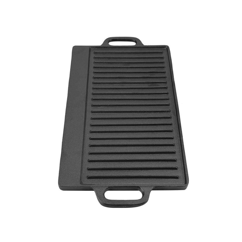 Cast Iron Frying Pan, Double-Sided Baking Cooking Pan with Two Integral Handles, Even Heat Distribution, for Oven, Gas Stove, Induction Cooker, Outdoo