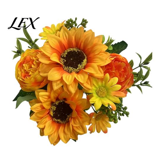 Reusable Silk Floral Stems for Office Desk Sunflower Artificial Flowers, Realistic Fake Bouquet Wedding Home, Rustic Durable Flowers DIY Crafting