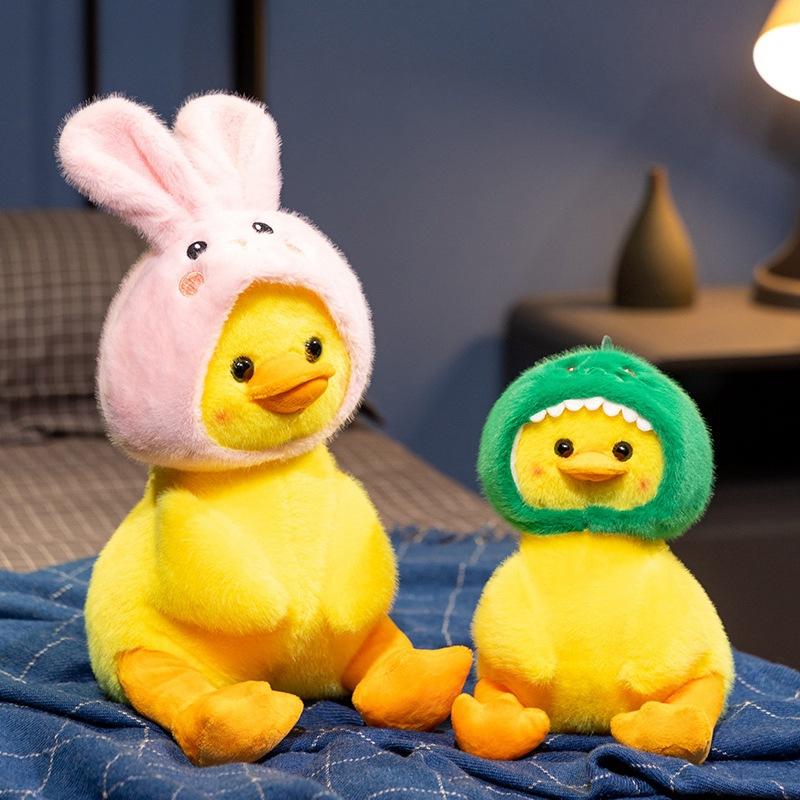 New Cute Little Yellow Duck Doll Plush Toy Doll Wearing Hat Duck Children's Pillow Doll Gift