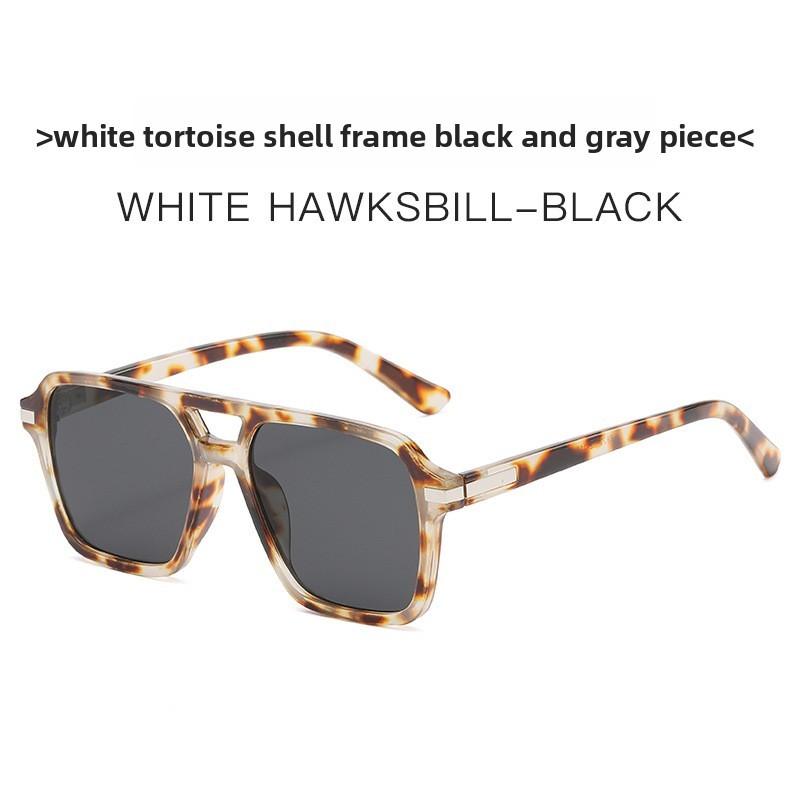 Uv400 Retro Double Bar Square Sunglasses With Gray Lenses For Outdoor Sports