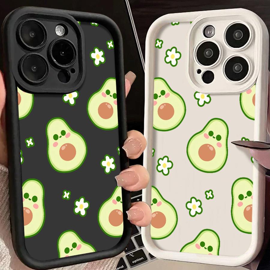 Phone Case for iPhone 16 15 Pro Max 13 12 11 Pro 14ProMax 16Plus 12Pro 16e 13Pro Soft Cover Shell Cartoon Avocado