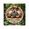 Farmhouse Round Tin Sign Pumpkin Wreath Home Garden Wall Decor