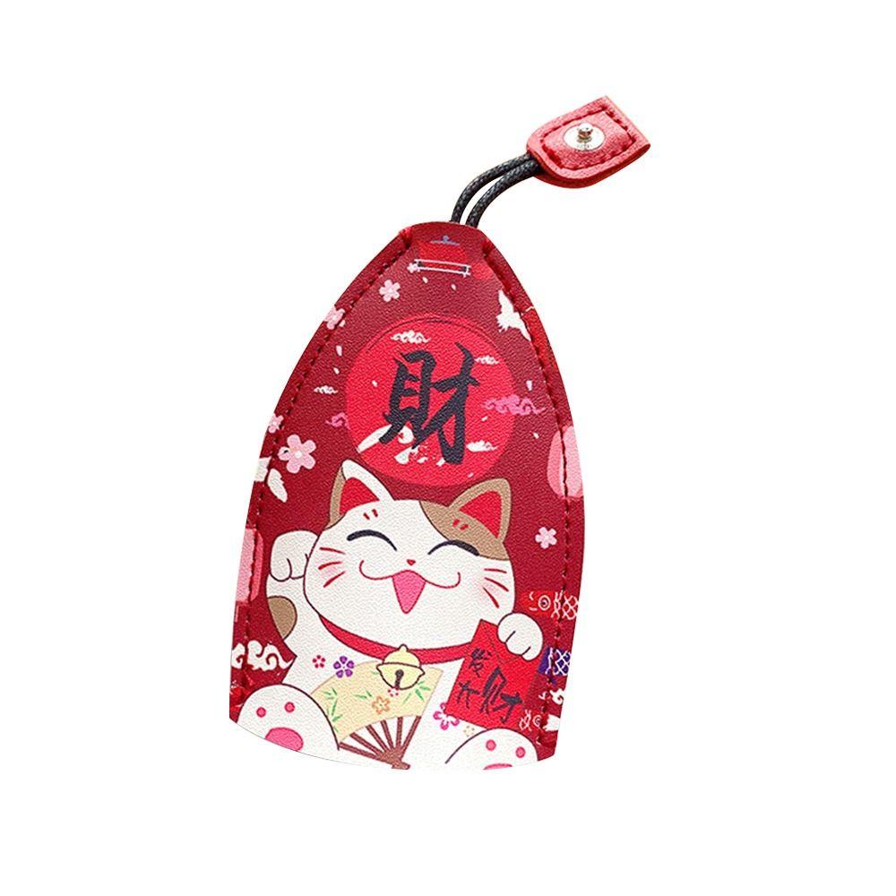 PU Leather Pull Out Key Case Cartoon Key Holder Creative Pull Out Key Sleeve  Car Accessories