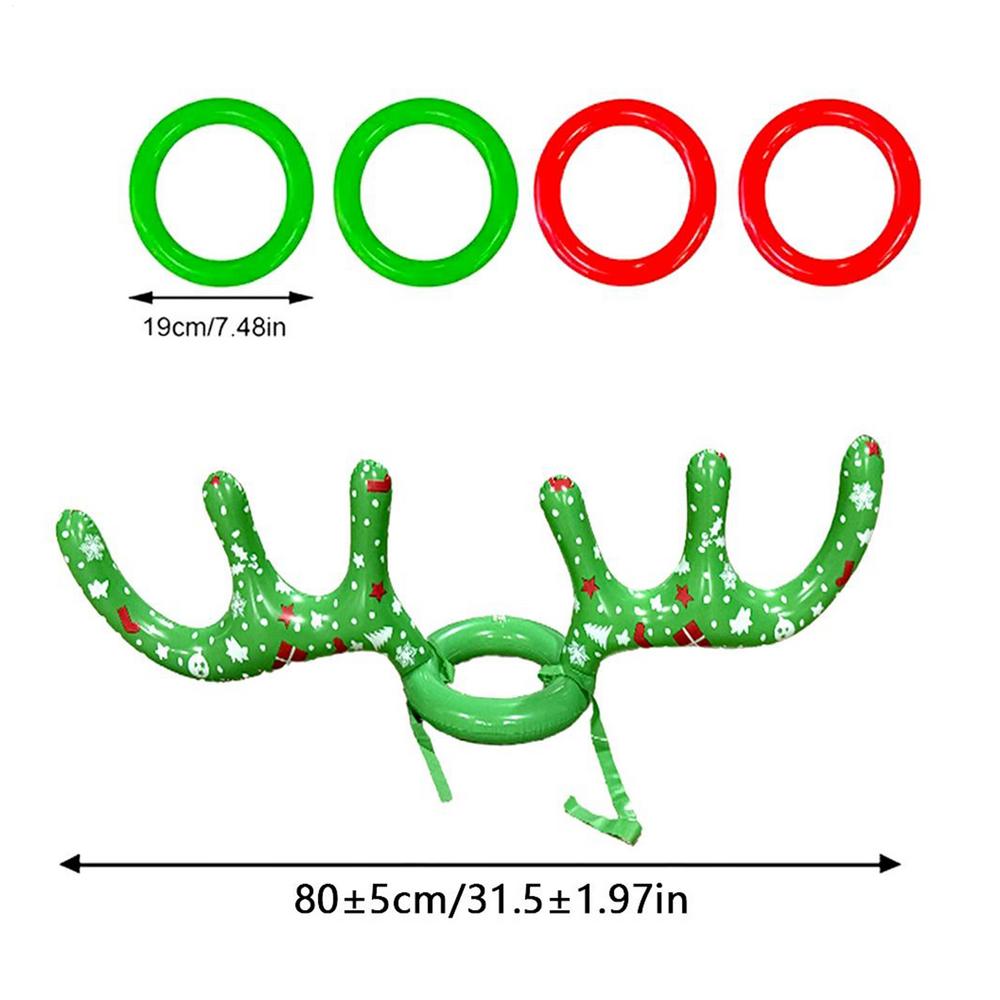 

Inflatable Christmas Toss Game With Rings Inflatable Reindeer Antlers Toss Game With Rings Indoor Outdoor Garden Toys Festive зелений
