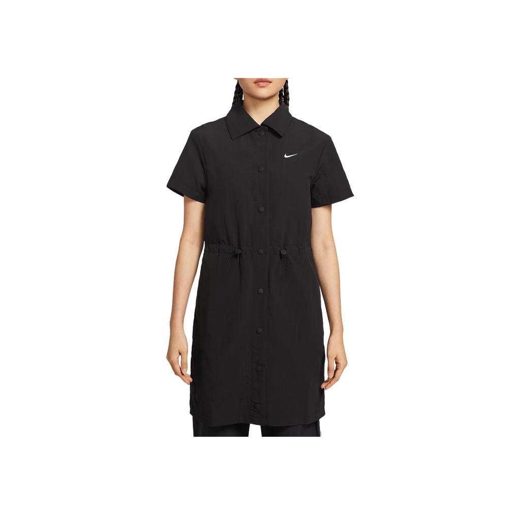 Nike Sportswear Everything Wovens Fashion Simple Beautiful Trendy Short Sleeve Dress Women dresses Black HJ1145-010