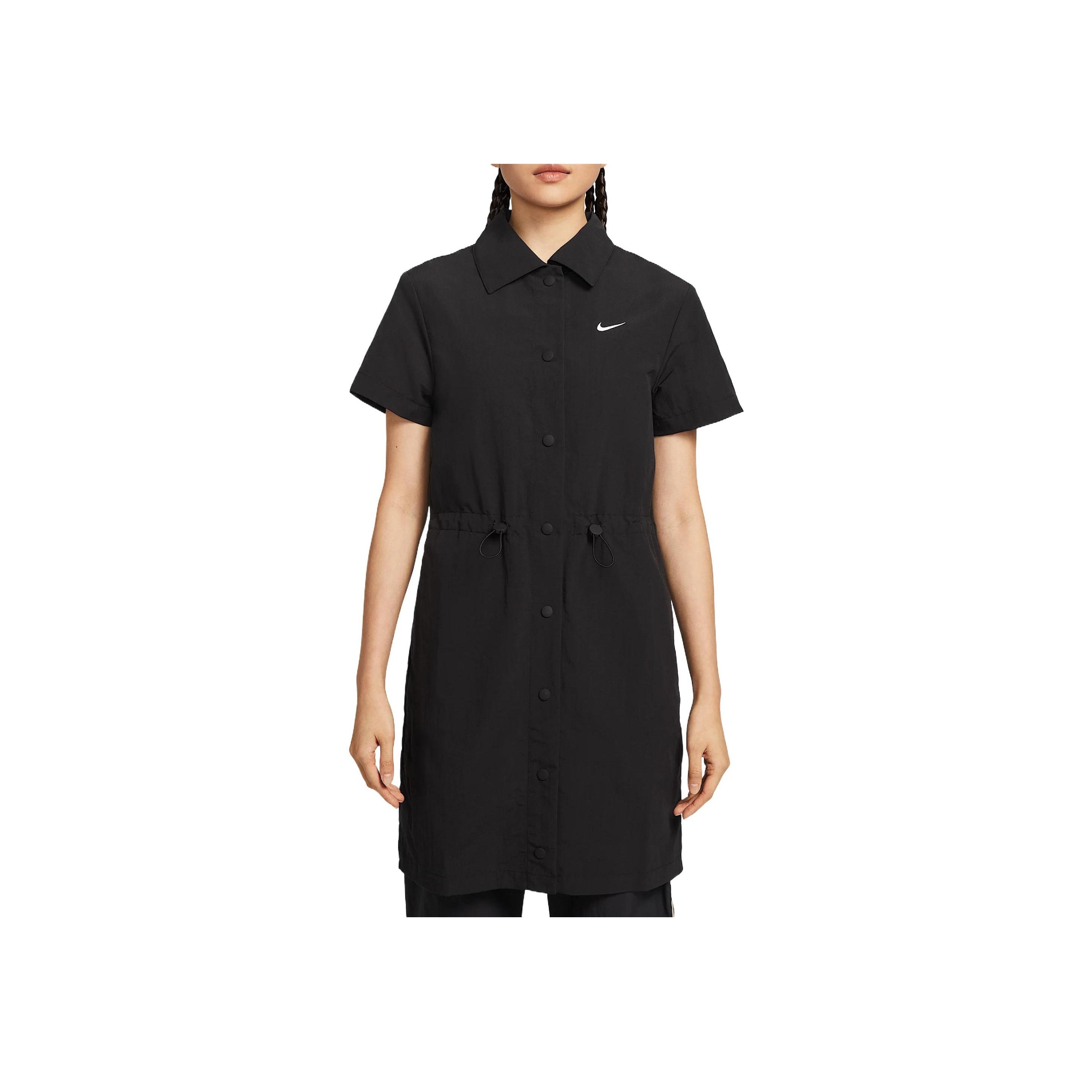 

Nike Sportswear Everything Wovens Fashion Simple Beautiful Trendy Short Sleeve Dress Women dresses Black HJ1145-010 S