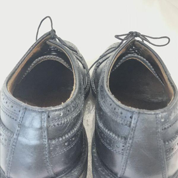 USED/70s-80s IBILEY’S CAT'S PAW Heel Pebbled Leather Long Wingtip 9.5D 27-27.5cm Black