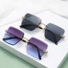 Fashion Shading Sunglasses Women Rimless UV400 Vintage Ladies Stylish Design Oversized Square Ocean Lens Sunglasses for Women