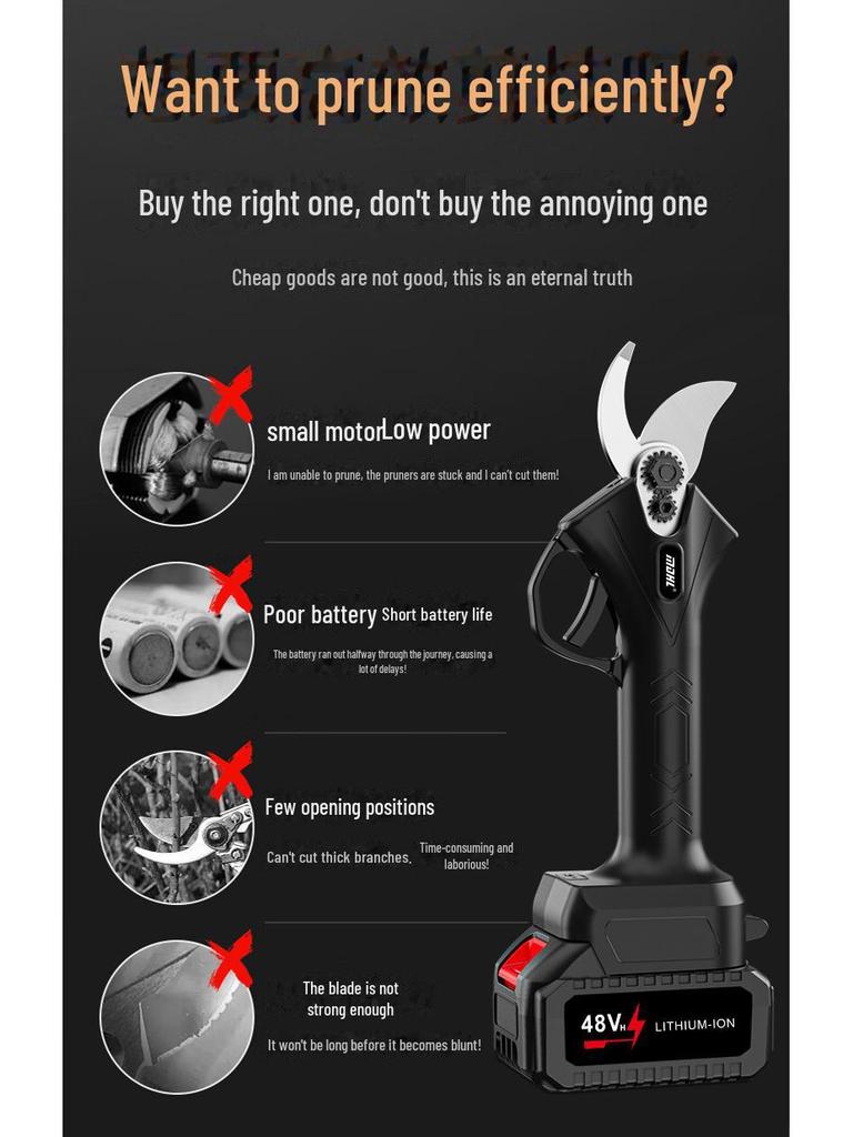 High-Power Multifunction Electric Pruning Scissors for Fruit Trees