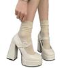 Mary Jane Shoes Thick Heel Waterproof Platform Thick Sole Heightening Japanese Spice Girl Patent Leather Black Temperament High Heel Small Leather