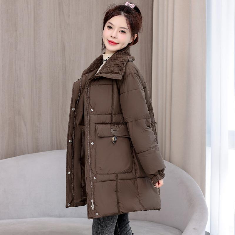 Long Thick Down Cotton-padded Jacket Women s Clothing In Winter New Waist Slimming Cotton-padded Jacket Coat. M