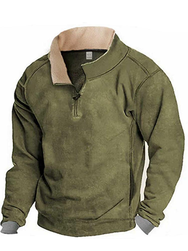 Slim Personality Autumn Winter Casual Stand-up Collar Zip Long-sleeved Pullover Men Moisture Wicking Not Easy To Deform Warmth Heat Breathable Tops