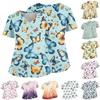 Floral Print V Neck Medical Scrub Top with Pockets Side Slits Short Sleeve Nurse Uniform Shirt for Women Comfortable Fit