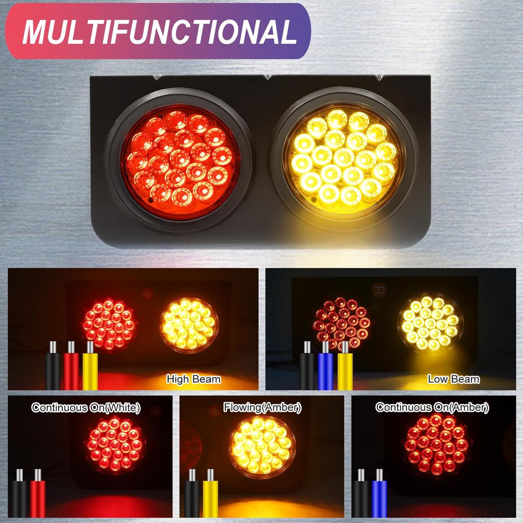 Ygmylandbb LED Truck Tail Light 24V Trailer Light Small Turn Signal Mode Light Truck Truck Lighting Red Red and Yellow Light Waterproof Set of 2