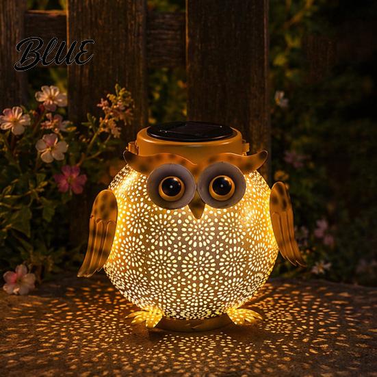Owl Pattern Solar Light Light Design Garden Decor Outdoor Waterproof Metal Hanging Energy Saving Lantern for Outside Patio Yard Lawn Porch Lighting