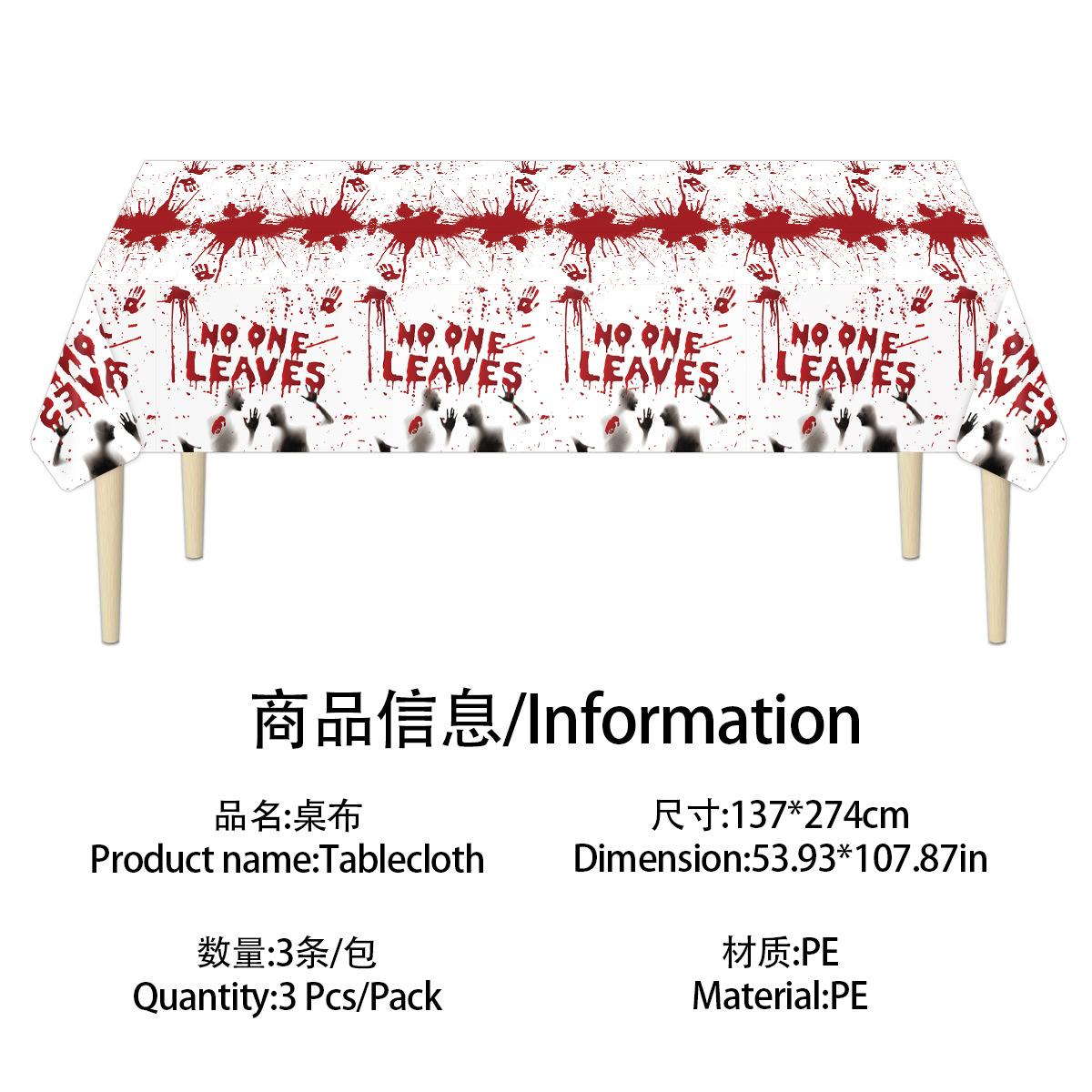 

Halloween-Themed Disposable Pe Tablecloth Halloween Thickened And Durable, Suitable For Christmas Party/Picnic/Household Bloodhand Halloween