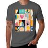 Midcentury Modern Geometry In Warm Colors Tshirt Breathable Basic Cotton Tshirt