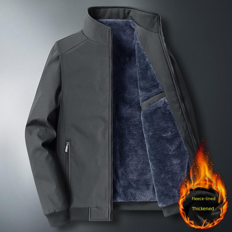 Men's Autumn/Winter Middle-Aged and Elderly Thick Velvet Coat - Large Size Warm Jacket