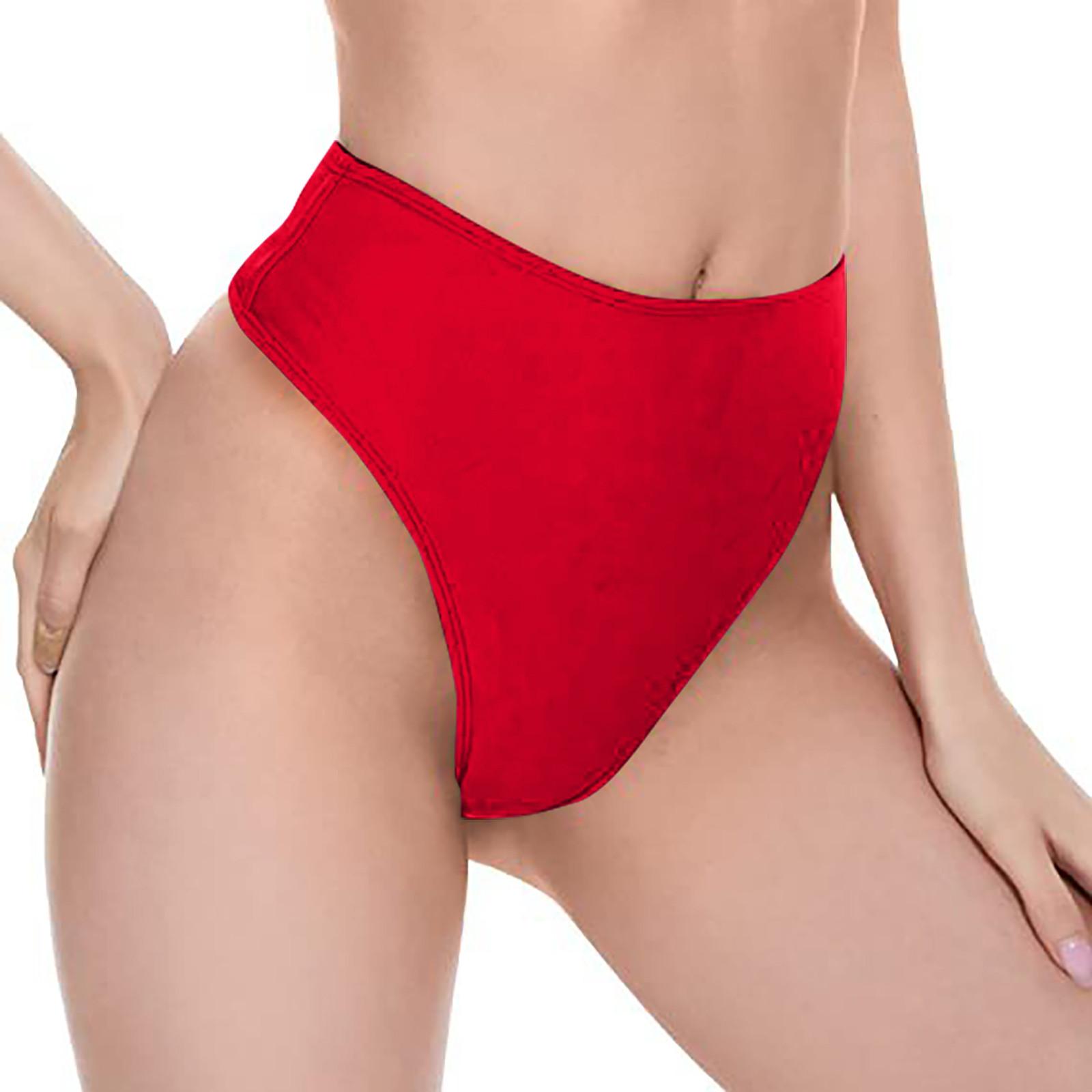 

Женские плавки-бикини, сексуальное однотонное нижнее белье средней длины XXL красный