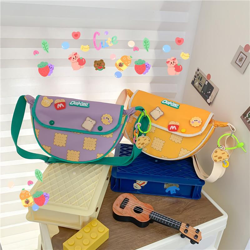 Cute Japanese Canvas Crossbody Bag With Printed Design For Daily Use
