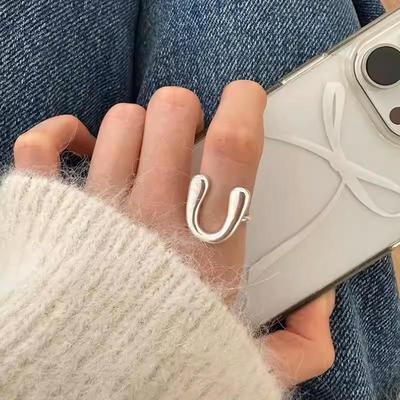 Geometric U-Shape Adjustable Women's Fashion Ring - Versatile, Sweet, and Trendy Statement Piece