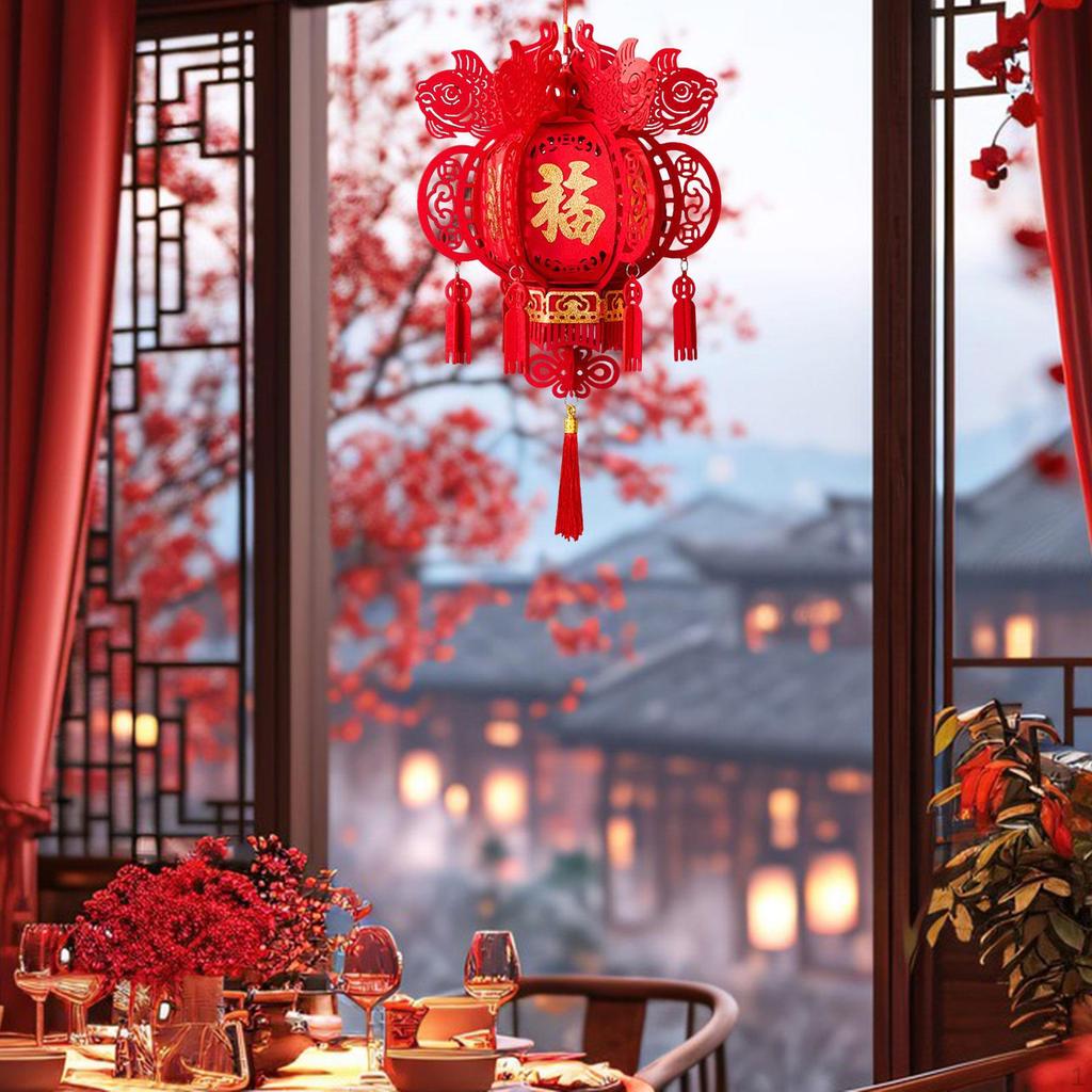Year Hanging Lantern Decoration 3D Decorative Traditional for Holiday Indoor Outdoor Hotel