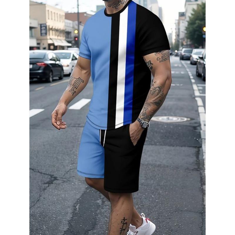 

2025 Новый летний повседневный модный мужской комплект футболок и шорт с креативным узором, 3D-печатный мужской костюм с короткими рукавами и шортами 6XL