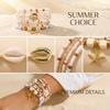 Bohemian Multilayer Shell Starfish Bracelets for Women Summer Beach Elastic Beaded Anklet Bracelet Set Vacation Jewelry Gift